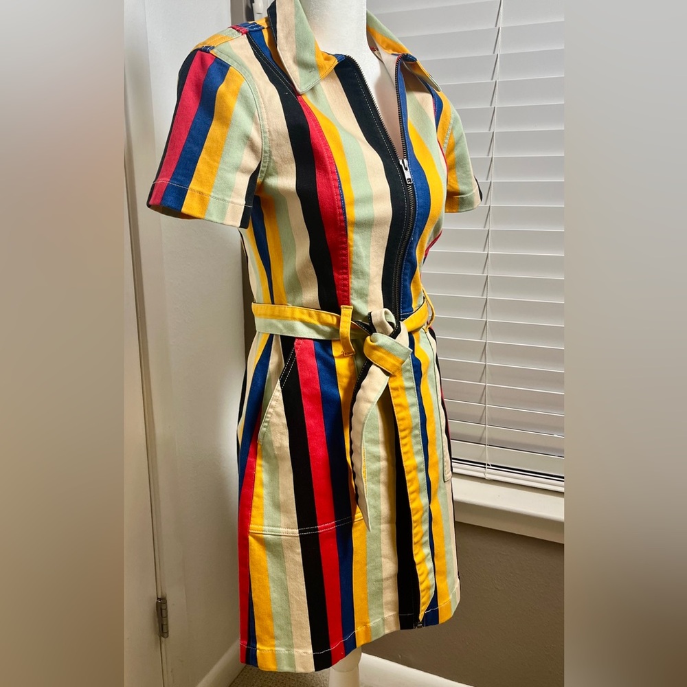 Alice + Olivia Denim Multicolor Tie Waist Dress